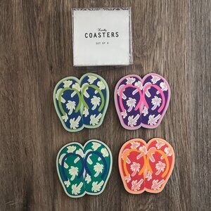 🌺 Flip‑Flop Coasters – Set of 4 🌺